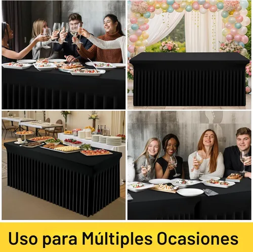 Miniatura 9 de Smiry Mantel de Spandex, Mantel Elástico Ajustable Extensible para Mesas Rectangulares de 6 Pies, Falda Cubierta de Mesa Impermeable y Lavable