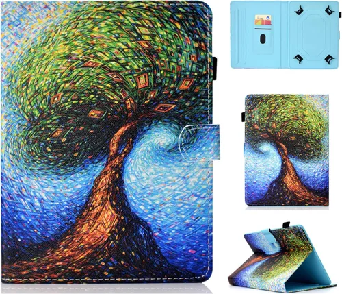 Miniatura 30 de Funda universal para tablet de 7 pulgadas, piel sintética [ranuras para tarjetas], cubierta magnética, para Samsung Galaxy Tab E/Tab A 7.0, Fire 7