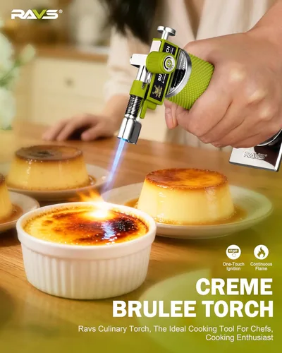 Miniatura 3 de RAVS Encendedor de butano con modo de llama dual, soplete de cocina recargable, soplete de metal para hornear, cocinar, arte de resina con llama
