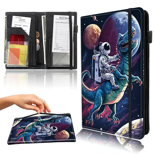 Miniatura 24 de Libro para camarera con bolsillo con cremallera, de piel sintética, lindo libro para camarera, libros de servidor, restaurante, soporte para cheques