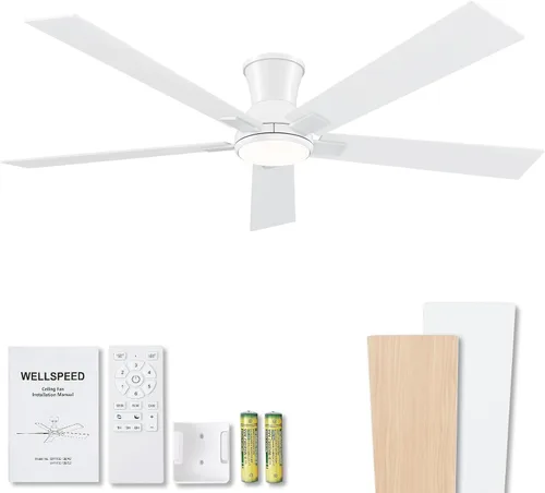 Miniatura 19 de Ventiladores de techo modernos con luces, ventilador de techo negro de 52 pulgadas para exteriores con luz y control remoto, motor CC reversible, 6