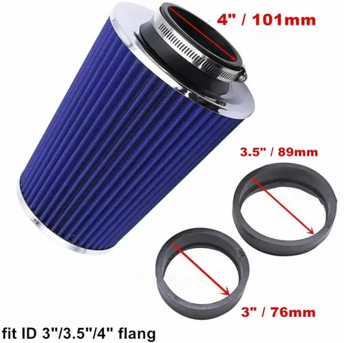 Miniatura 3 de 3 3.5 4 Pulgadas Filtro de Aire de Entrada Cónico, 76mm 89mm 101mm Filtro de Admisión de Aire Frío de Alto Rendimiento, Altura 9 Pulgadas (230mm)