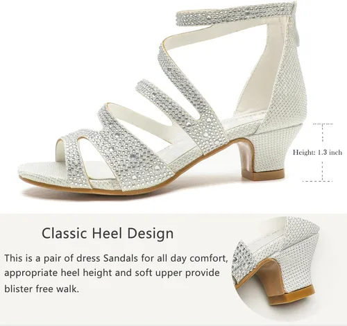 Miniatura 2 de Zapatos de tacón alto para niñas, zapatos de vestir para fiesta de boda, sandalias de tacón alto para niñas pequeñas y grandes