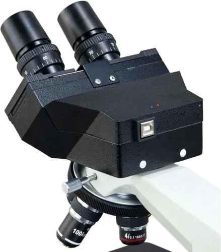 Miniatura 3 de Omax binocular digital con luz LED con cámara de 3 MP integrada 40 x -2000 X. Microscopio compuesto con aceite de doble capa mecánico etapa