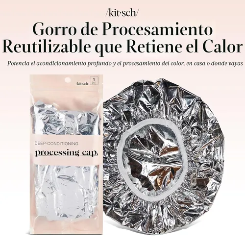 Miniatura 2 de Kitsch Gorro Térmico de Papel de Aluminio para Acondicionamiento Profundo - Gorro Reutilizable para Cabello para Coloración, Permanente