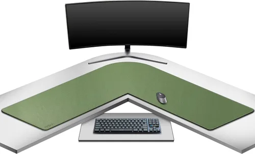 Miniatura 15 de Mydours Almohadilla de escritorio en forma de L, (38"+38") x 13" gran almohadilla de escritorio de cuero PU en esquina, almohadilla de mouse