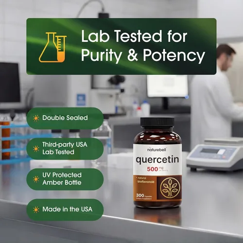 Miniatura 5 de NatureBell Quercetina 500mg - 300 Cápsulas - Suplemento ultra fuerte para un apoyo inmunológico saludable* - Dihidrato de Sophora Japonica