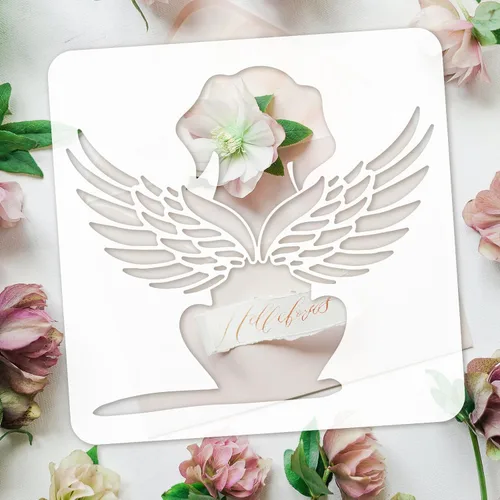 Miniatura 3 de FINGERINSPIRE Plantilla de perro ángel – Plantilla reutilizable de pintura para mascotas de 11.8 x 11.8 pulgadas para pared, tela y muebles