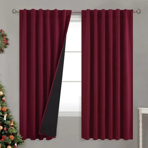 Miniatura 24 de BGment Cortinas 100% opacas beige de 63 pulgadas de largo con forro aislante térmico, bolsillo para varilla y lengüeta trasera de doble capa