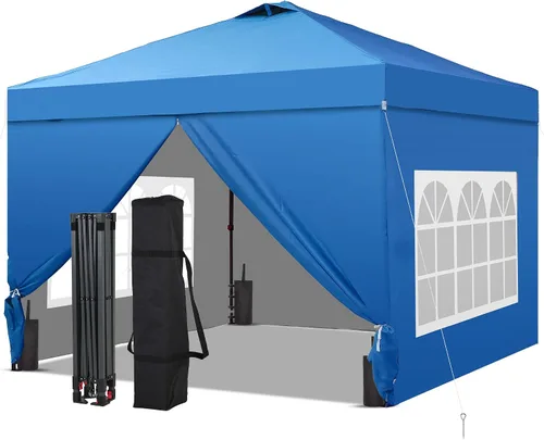 Miniatura 17 de GDY Tienda de campaña desplegable de 10 x 10 pies, gazebo para exteriores con 4 bolsas de arena, toldo fácil de instalar con 3 alturas ajustables