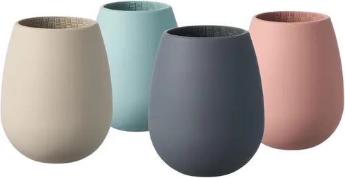 Juego de 4 vasos de silicona irrompibles para vino, agua, cócteles, copas de champán para fiestas, playas, barcos (rosa, negro, azul, bronceado)
