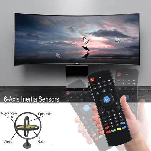 Miniatura 3 de MX3 Air Mouse Control remoto por voz, 2.4G multifuncional Mini teclado inalámbrico Air Mouse remoto para Android Smart TV Box, 3-Gyro y Gsensor