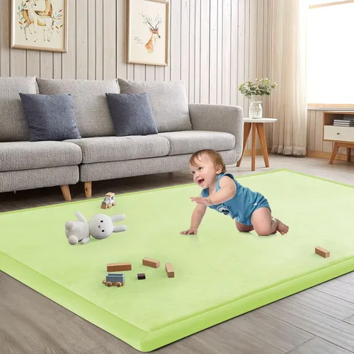 Miniatura 19 de Alfombra de juego para acostar al bebé, alfombrilla para guardería, tapete tipo tatami de espuma viscoelástica de 1.3 pulgadas de grosor, para bebés