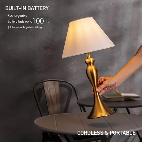 Miniatura 3 de O'Bright Ember – Lámpara de Mesa Inalámbrica – Recargable, Regulable al Tacto, Funciona con Batería, Bombilla LED E26, Carga Rápida Tipo C, Lámpara