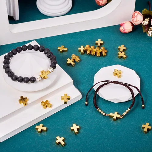 Miniatura 4 de Beadthoven - Colgante de cuentas de cruz de aleación de metal con cruces de crucifijo para pulseras, collares, joyería, rosario, accesorio