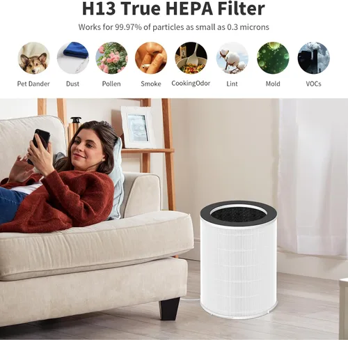 Miniatura 4 de Paquete de 1 filtro de repuesto KJ510B compatible con purificador Kokofit KJ510B, sistema de filtración 3 en 1