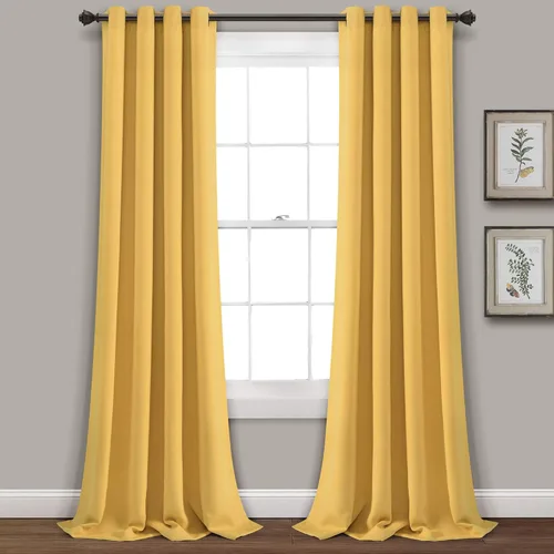 Lush Decor Paneles de cortina opacas con aislamiento con ojales, par, 52 pulgadas de ancho x 95 pulgadas de largo, color amarillo, diseño clásico y
