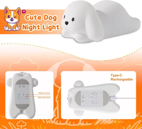 Miniatura 3 de ZKLiLi Lámpara nocturna para niños, lámpara de 16 colores linda, luces nocturnas regulables para bebé, luz nocturna recargable de silicona