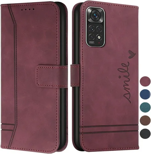 Miniatura 8 de Funda tipo cartera para Xiaomi Redmi Note 11, Redmi Note 11 Funda con tarjetero Funda de cuero con función atril Protección completa magnética Negro
