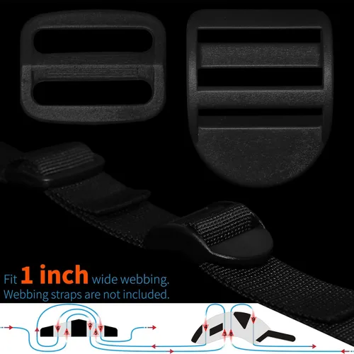 Miniatura 2 de LASIGHT Paquete de 4 hebillas de bloqueo de escalera deslizante y deslizador de triple deslizamiento para correas de 3/4", 1", 1-1/4", 1-1/2", 2