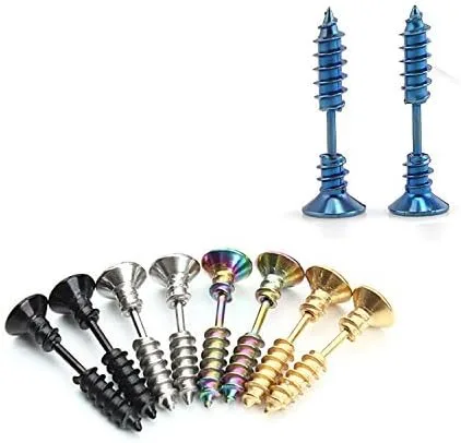 Miniatura 4 de BronaGrand 5 pares de aretes de aro unisex de acero inoxidable para hombre
