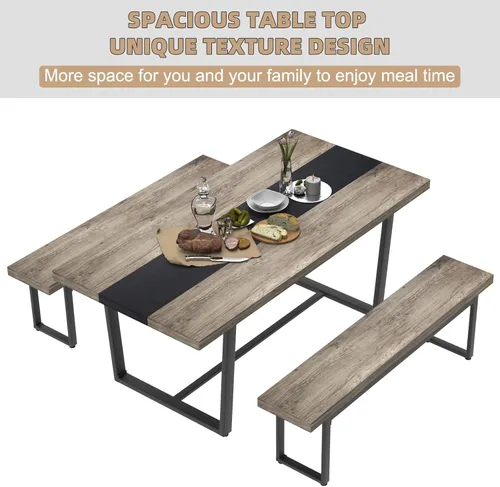 Miniatura 7 de STHOUYN Mesa de comedor grande de 71 pulgadas y 6 pies para mesa de comedor de 6 y 8 asientos, cocina moderna rectangular estilo casa de campo, Gris