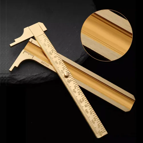 Miniatura 4 de Jadeshay Herramienta de medición de calibradores, estilo vintage, regla de pinza Vernier de latón, escalas dobles (milímetros/pulgadas), herramienta