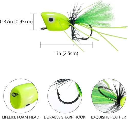 Miniatura 3 de BASSDASH Moscas Popper para pesca con mosca, lubina, perca, señuelos de pesca