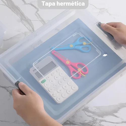 Miniatura 6 de novelinks Contenedores de almacenamiento apilables transparentes con tapa, cajas de almacenamiento de plástico duradero para oficina en casa
