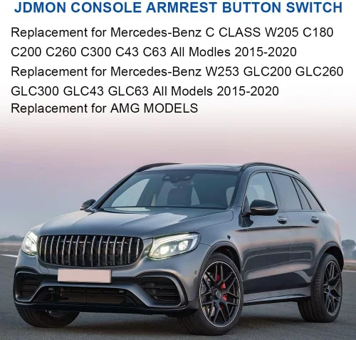 Miniatura 2 de JDMON Botón de liberación del reposabrazos de la consola central delantera para Mercedes-Benz W205 C300/C63 AMG S/C350e/GLC300/C63 AMG 2015-2019