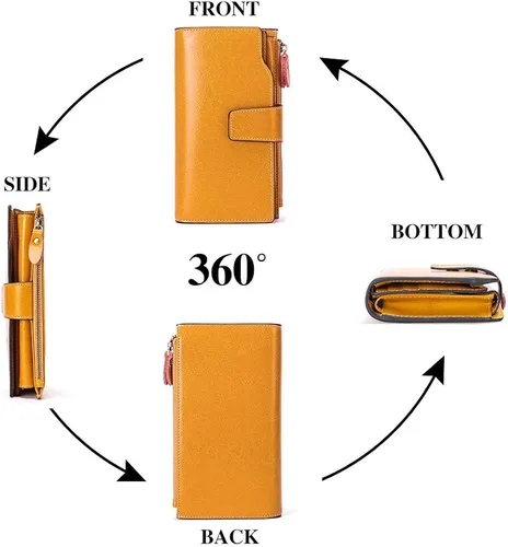 Miniatura 4 de SENDEFN - Cartera de cuero para mujer, portatarjetas con bloqueo RFID, monedero para mujer con cierre