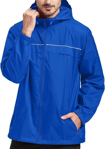 Miniatura 5 de SWISSWELL Chaqueta impermeable para hombre, rompevientos, ligera con capucha para uso diario casual