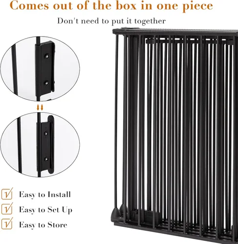 Miniatura 6 de SOSPIRO Puerta negra extra ancha para bebés de 118 pulgadas con puerta, valla larga de metal, puertas altas para perros para mascotas, escaleras