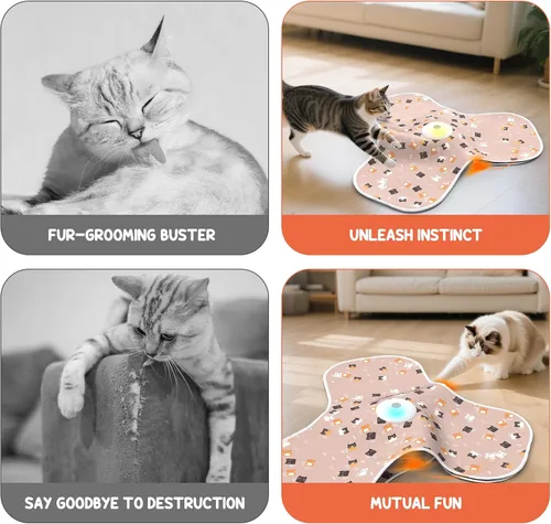 Miniatura 5 de Juguetes interactivos para gatos de interior Adulto con cola de pluma, sonidos de ratón conmutables, juguetes de enriquecimiento para gatitos