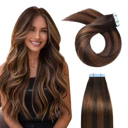 Miniatura 11 de YILITE Extensiones de cabello adhesivas de color rojo, 18 pulgadas, 50 g, 20 unidades, #99J, 100% cabello humano Remy, trama de piel sin costuras