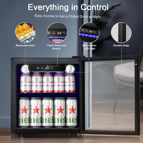 Miniatura 11 de Antarctic Star Mini Nevera Refrigeradora - 12 Botellas 48 Latas Refrigerador de Bebidas Puerta de Vidrio para Bebidas o Cerveza Vino - Pequeño