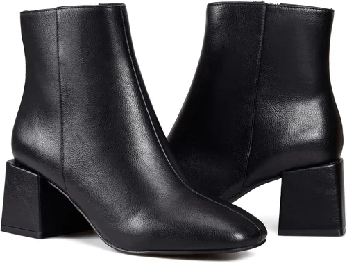 Miniatura 6 de Zero-Sum Botines de tacón grueso para mujer, cómodos, con cremallera lateral, a la moda, clásicos, elegantes zapatos occidentales de invierno