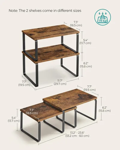 Miniatura 2 de SONGMICS Estante organizador de gabinete, juego de 4 estantes de encimera de cocina, almacenamiento de cocina, estante de especias, apilable, Tinta