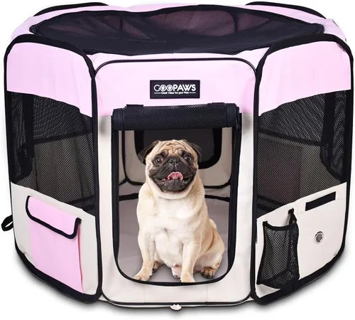 Miniatura 21 de JESPET - Parque de juegos para perros de 36 pulgadas, 45 pulgadas y 61 pulgadas portátil para perros con bolsa de transporte para cachorros, gatos