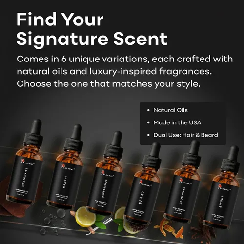 Miniatura 9 de BAHAWAT Aceite para barba, acondicionador y suavizante de aceite para barba de alta calidad, aroma de barbería, elimina la picazón de la barba