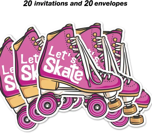 Miniatura 3 de Invitaciones de fiesta de patinaje sobre ruedas con sobres, juego de 20 invitaciones en forma de patín de ruedas, invitaciones de cumpleaños, baby