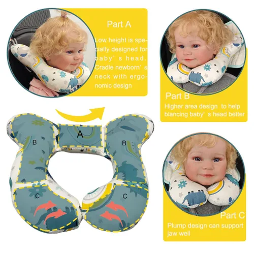 Miniatura 4 de Almohadas para el Cuello del Bebé, Cómoda Almohada de Soporte para Cabeza y Cuello del Bebé para Viaje, para Asiento de Coche, Cochecito, Carriola