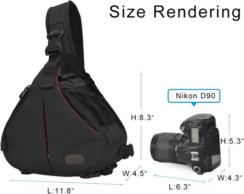 Miniatura 3 de Caden, bolsa triangular con tira cruzada para cámaras DSLR Sony Canon Rebel Powershot, Nikon Coolpix, Kodah, Olympus, Pentax, Sony con trípode