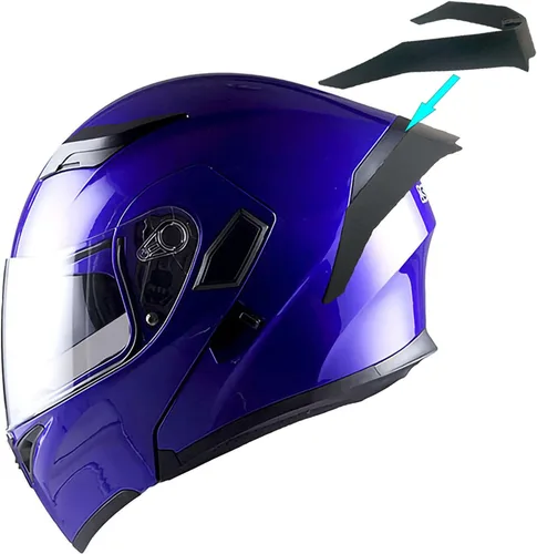 Miniatura 13 de 1Storm Casco modular de cara completa para motocicleta con doble visera abatible y protector solar: HB89 Flecha Azul