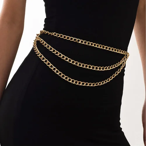 Miniatura 3 de Glamorstar Cinturón de cadena multicapa para mujer, estilo bohemio, cadena para el vientre, cadena de bikini