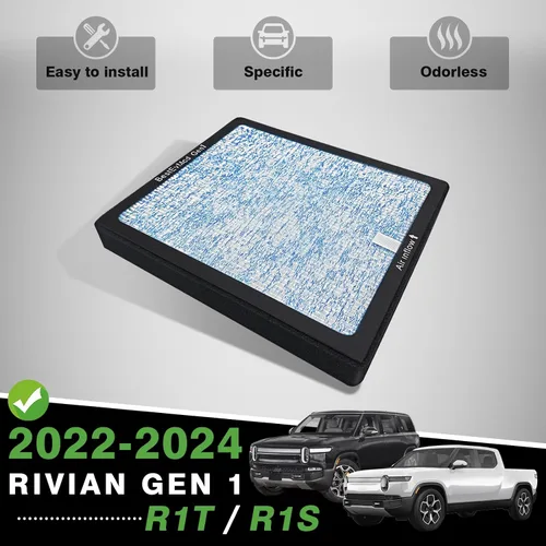 Miniatura 6 de BestEvMod Filtro de aire H14 Gen1 compatible con Rivian R1T y R1S 2022 2023 2024 Filtro de aire de repuesto HEPA H14, accesorios de carbón activado