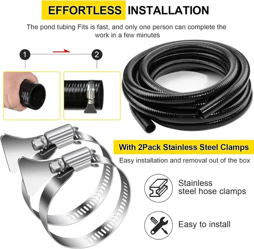 Miniatura 4 de Tubo de PVC flexible de 1.5 pulgadas, tubo de PVC negro, manguera de piscina ID1.5 pulgadas x 50 pies, tubo de manguera de spa para estanques Koi