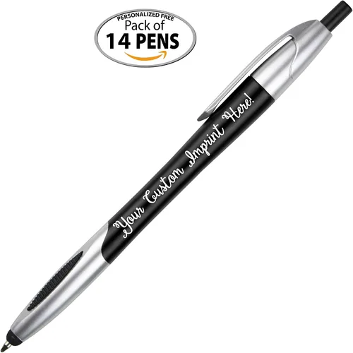 Miniatura 2 de Bolígrafos de tinta personalizados con lápiz capacitivo, clic en acción, The Glide, escritura negra, bolígrafos con nombre impreso, impresos con tu