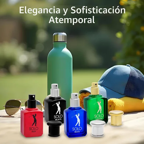 Miniatura 8 de NovoGlow Solo - Juego de 4 fragancias pequeñas para hombre, EDP, Solo rojo, azul, negro y verde, combinación de aromas amaderados, cítricos