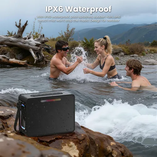 Miniatura 4 de Altavoz Bluetooth de 100W Pico, Altavoz Portátil Inalámbrico Ruidoso IPX6 Impermeable para Exteriores con Luces LED, Sonido Estéreo Potente y Graves
